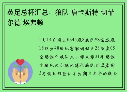 英足总杯汇总：狼队 唐卡斯特 切菲尔德 埃弗顿